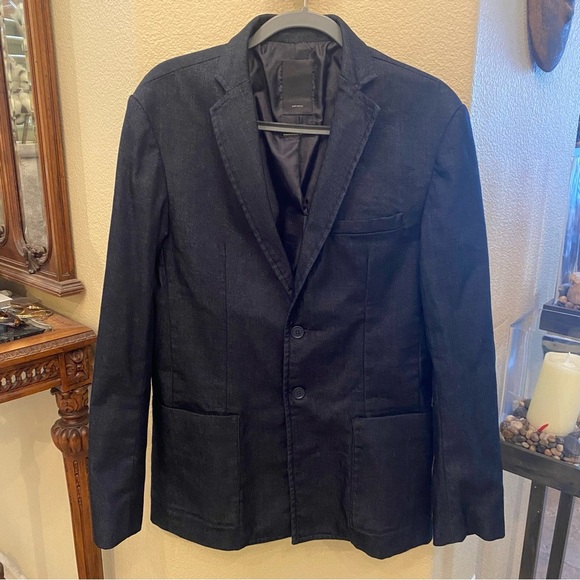 ZARA Men Dark Blue Sartorial Denim Blazer Jacket Size 42 - Picture 1 of 7